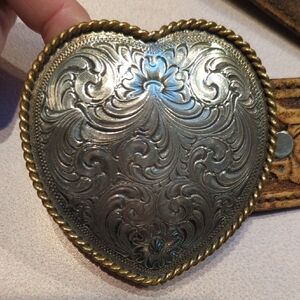 Montana Silversmiths Silver and Gold Heart Belt Buckle